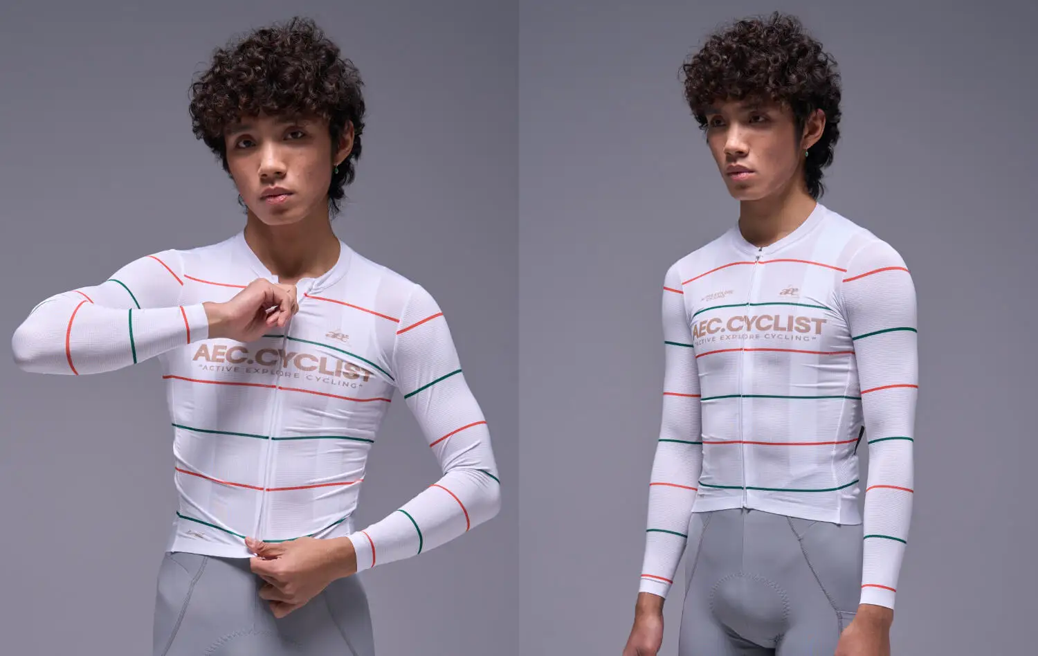 AEC.CYCLIST Gestreiftes Design Langarm-Radtrikot für Damen und Herren Neues Frühlings-Slim-Fit MTB-Bekleidung Hochelastisches Rennrad-Oberteil – Detail 4