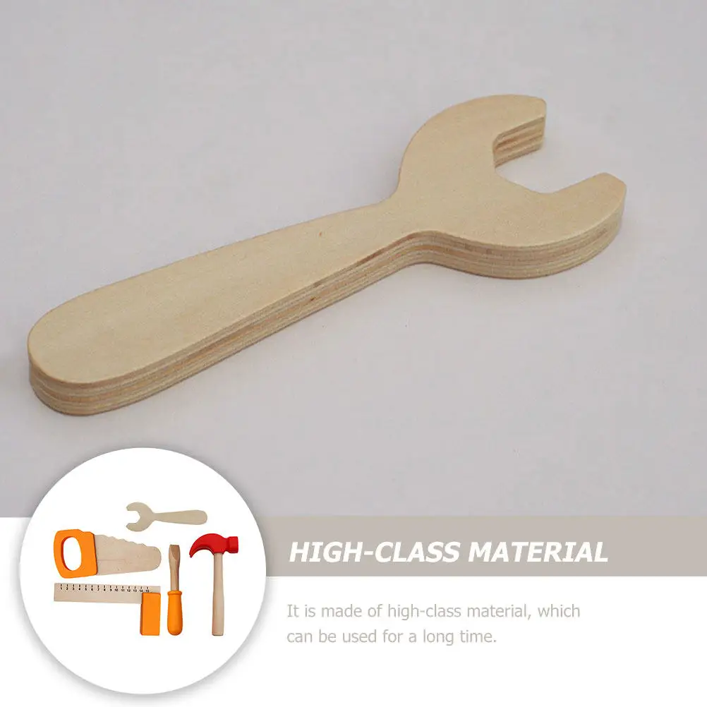 1세트 어린이용 렌치 모형 드라이버 장 나무 도구 미니어처 풍경 장식 교육용 조기 지능 개발 놀이용