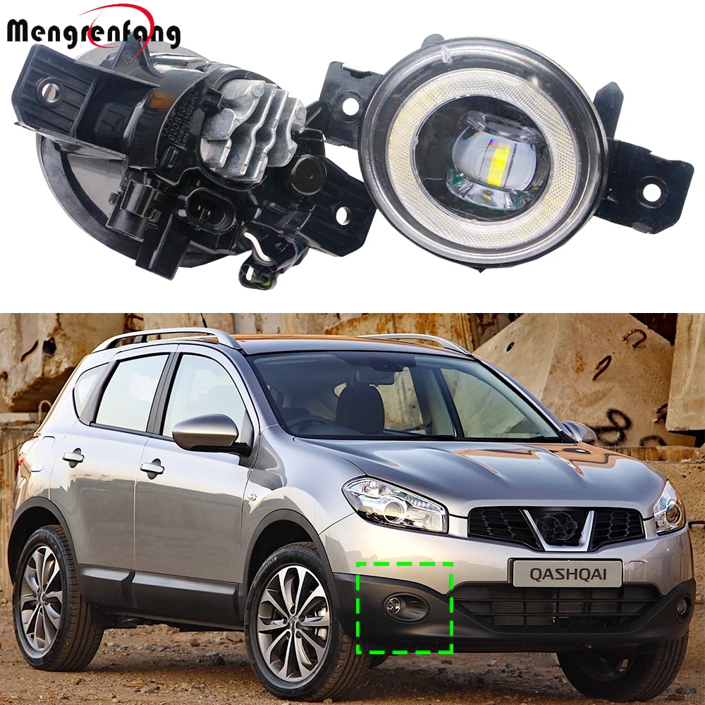2 X Auto Regolabile Led Fendinebbia Angel Eye Daylight Drl Per Nissan Qashqai Qashqai + 2 J10 2006 2007 2008 2009 2010 2011 2012 2013