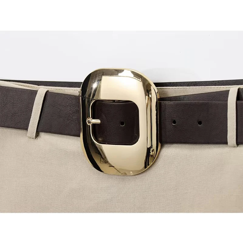 With Belt Splicing Long Skirts For Women Fashion 2025 New Chic Elegant Midi Skirt High Street Casual Holiday Beach Skirts