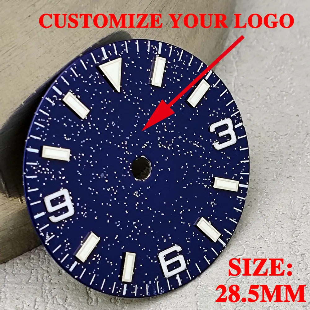 

New Starry Sky dial NH35 dial with blue glow and customizable text pattern suitable for NH35 movement dial watch accessories