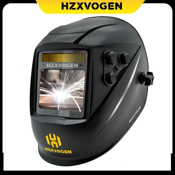 HZXVOGEN Casco per saldatura con oscuramento automatico 3,94 "× 3,82" Cappuccio per saldatura con ampia visualizzazione Maschera per saldatore alimentata a batteria solare a colori reali HV008