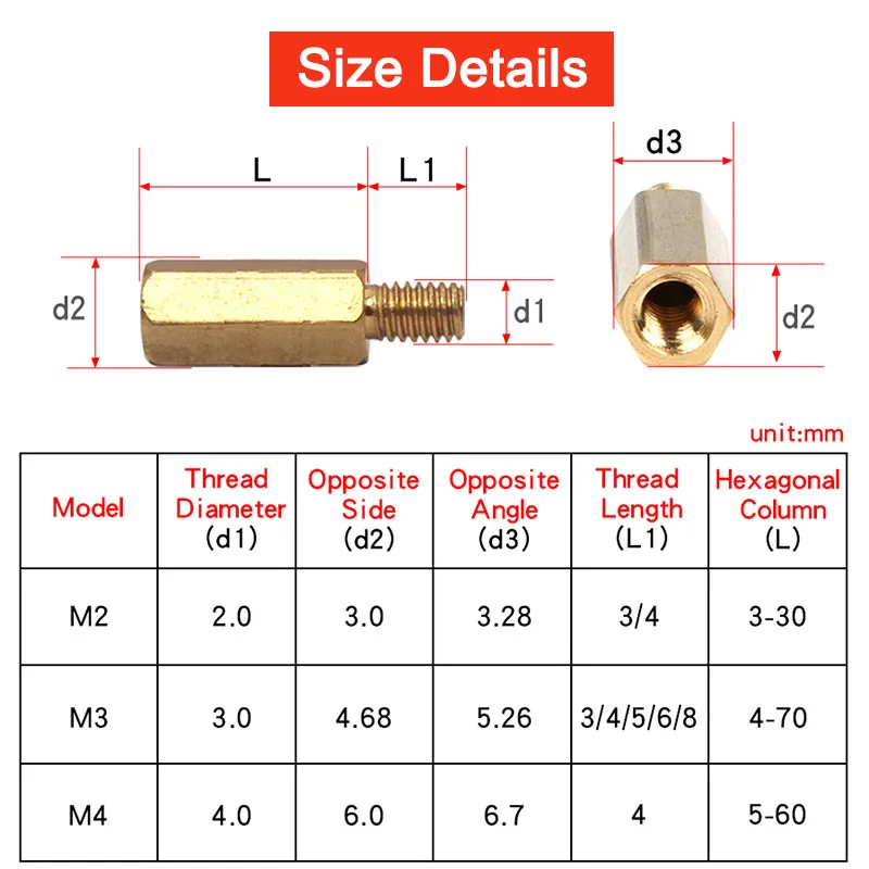 Hex Brass Male Female Motherboard Standoff Copper Mount M2 M2.5 M3 M4 Board Rack Stud Threaded Pillar PCB Column Spacer Screw