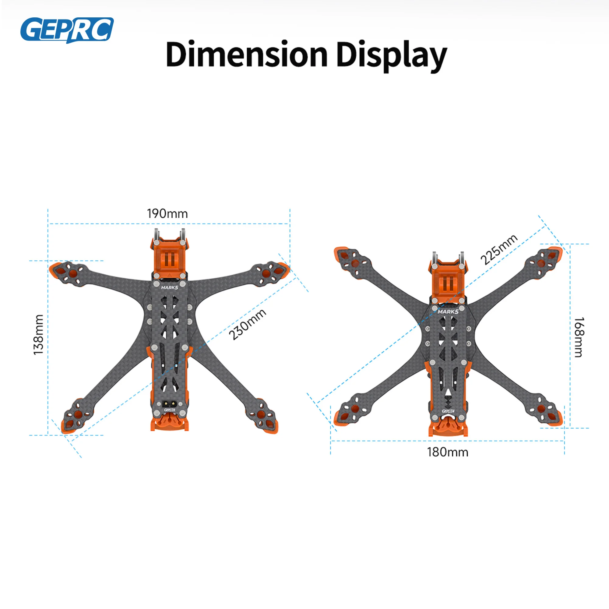 GEPRC GEP-MK5 O4 Pro Mark5 Frame 5-дюймовый Дрон из углеродного волокна RC FPV Квадрокоптер Запасные части для вертолета thumbnail 6