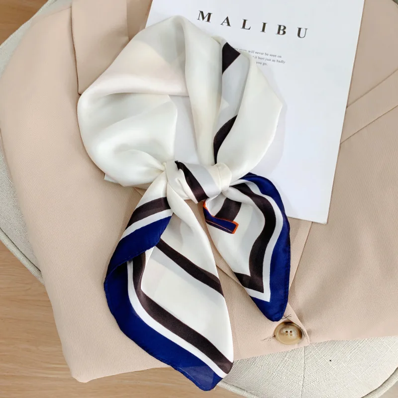 Luxury Brands 90*90cm New Square Silk Scarves Women Foulard Head Hijab office Lady Chiffon Shawl Bandanna Female Wrap Muffler 4