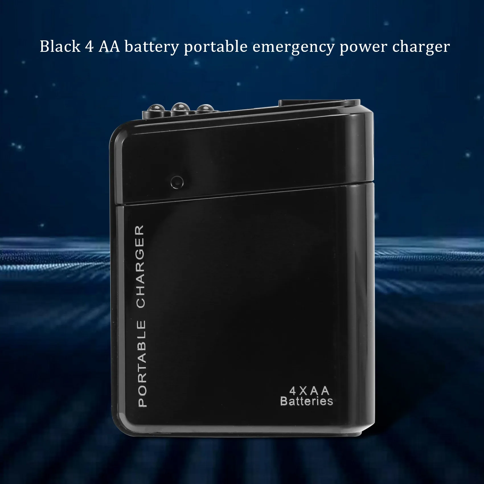 Chargeur d'alimentation de secours portable, batterie AA 4X noire, USB pour téléphone portable