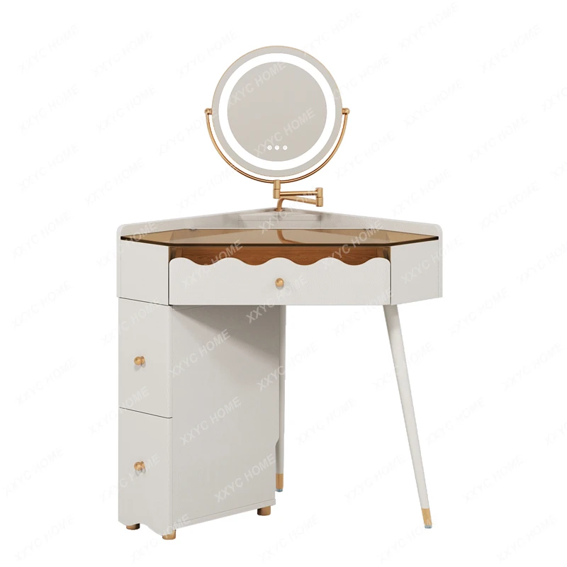 

Corner Dresser French Cream Style Small Mini Triangle Makeup Table Small Apartment Bedroom Corner Chest of Drawers