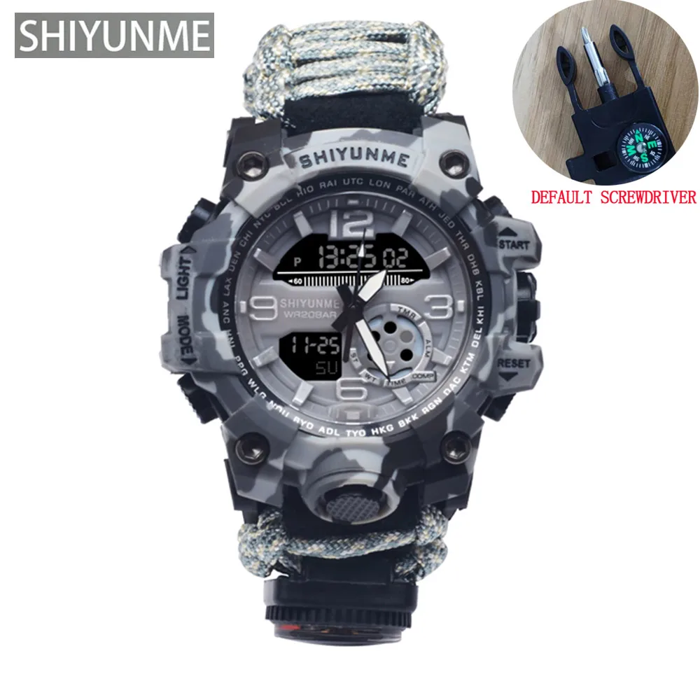 SHIYUNME New Men's Military Watch 50m Waterproof Watch Quartz Clock Men's Compass LED Digital Sports Watch G style  Men Watch 