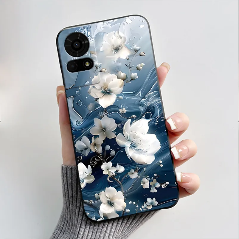 Luxury Butterfly Flowers Black Shockproof Soft Silicone Bumper Phone Case