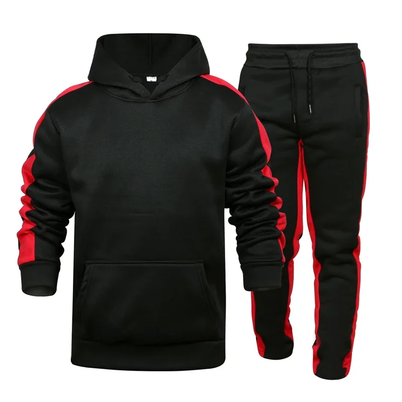 Men Striped Hoodie Pants Casual Tracksuit