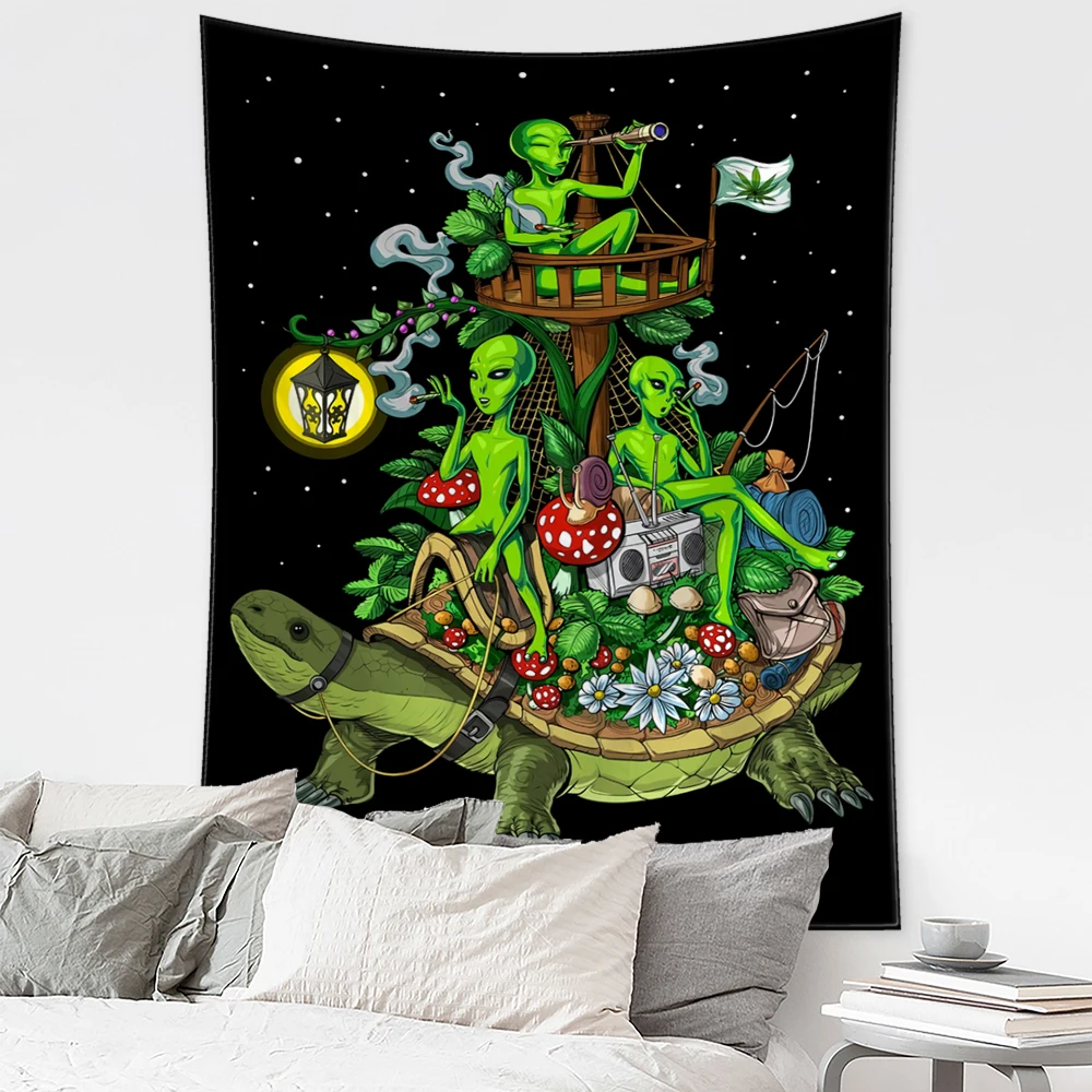 Tapestry Alien Mandala Hippie Psychedelic Art Mushroom Eye Wall Hanging Living Room Home Dorm Decor Cloth