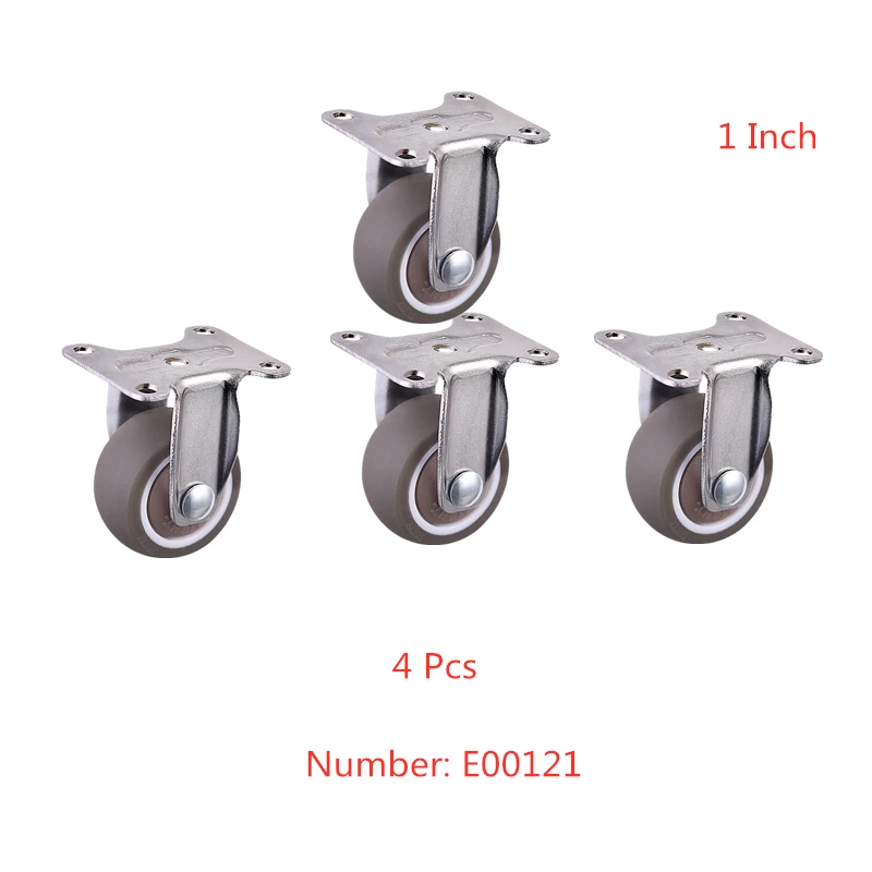 

4 Pcs/Lot Casters 1 Inch Chrome Plated Tpe Directional Wheel Bearing, Mute Wear-Resistant Rubber