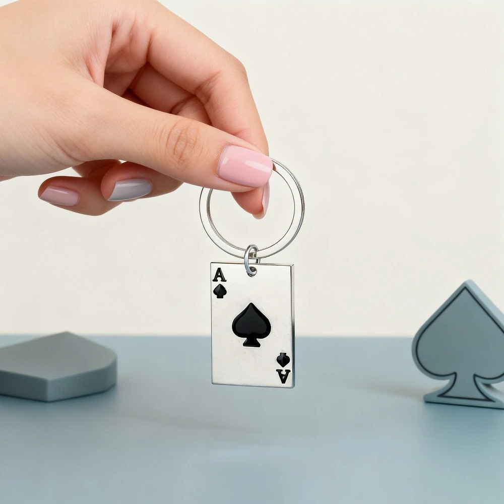 Modische Spielkarten-Schlüsselanhänger Vintage Metall Kreative Texas Poker Spiel Anhänger Schlüsselring für Männer Rucksack Auto Zubehör Geschenke