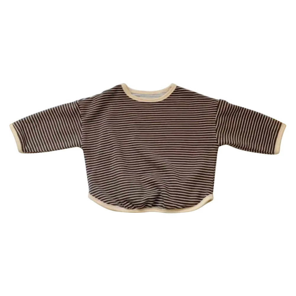 Children Girls' Striped Sweater Soft Loose Long Sleeve Temperamental Korean Cotton Tops Boys Fashion Round Neck Sweatshirt children sweatshirt