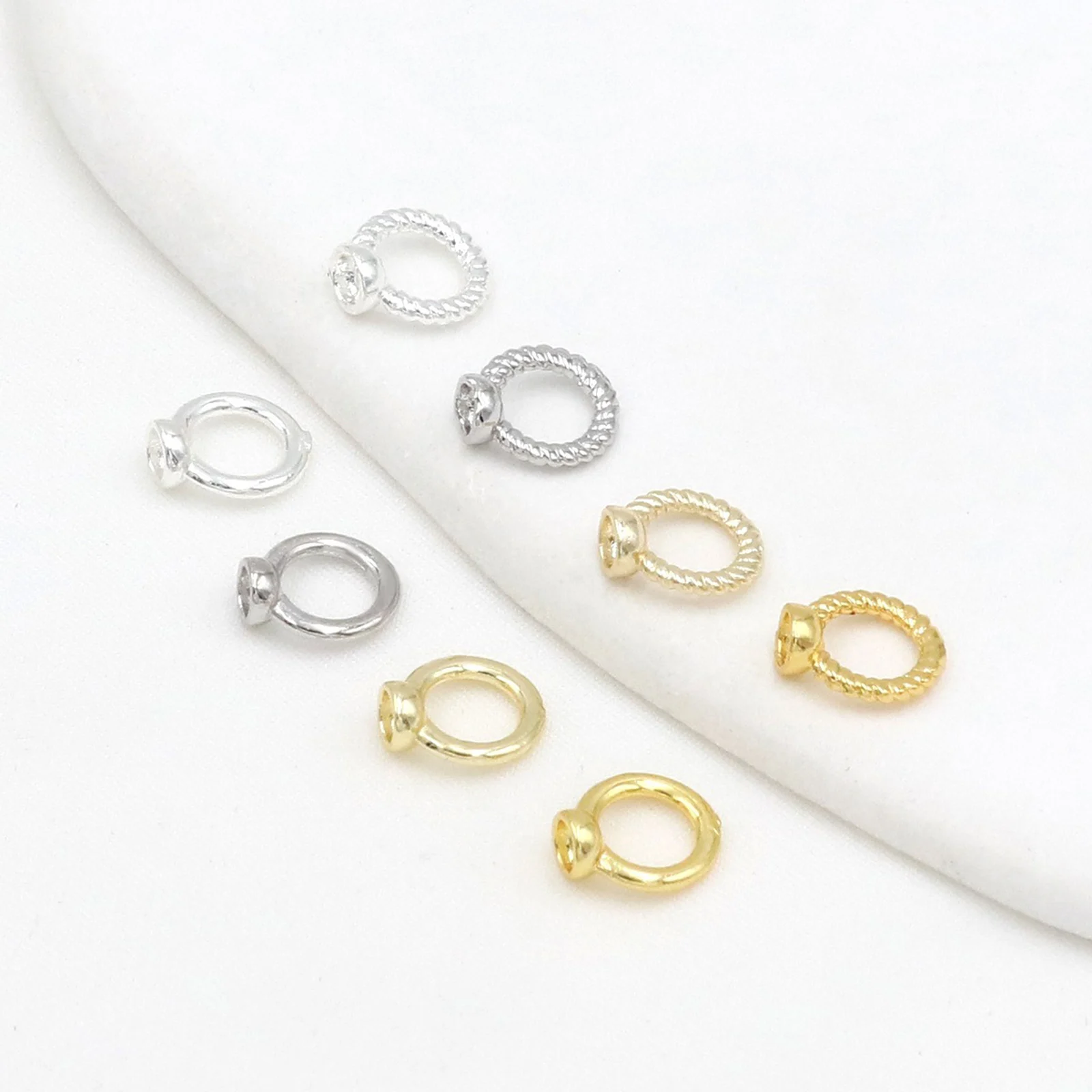 10 Stück Messing-Endkappen für Halsketten, Armbänder, Schmuckherstellung, Großhandel, mehrfarbige Doppelloch-Verbindungsringe, Endkappen, 8 mm x 7 mm