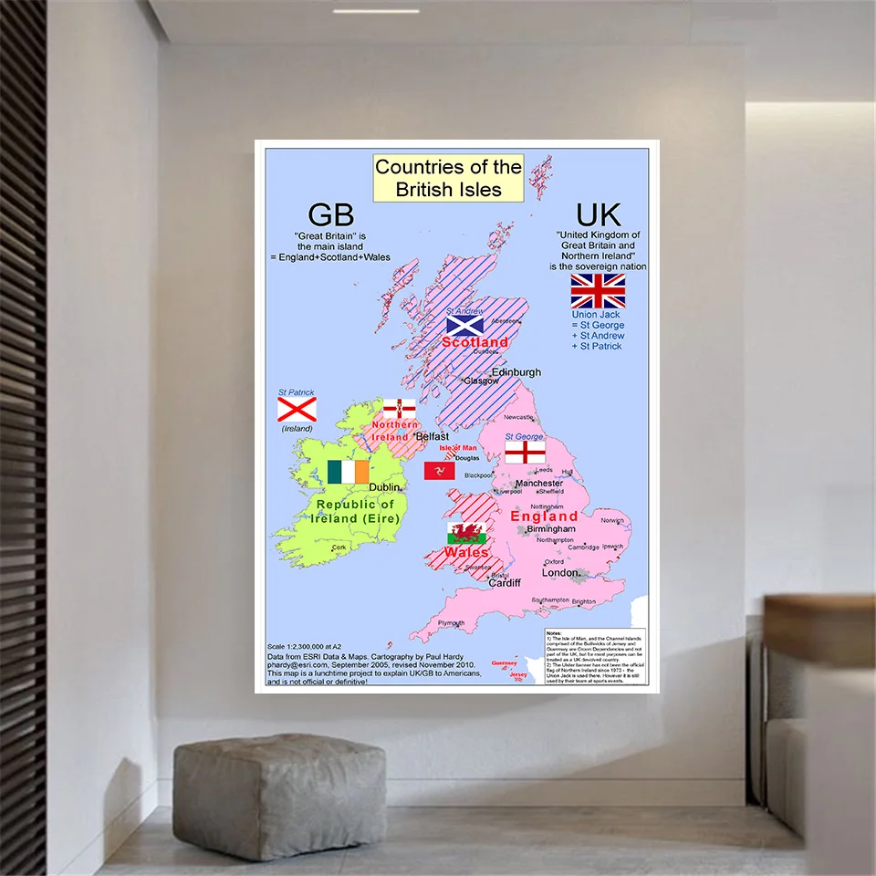 100*150 Cm The United Kingdom Map Art Poster Non-woven Canvas Painting Wall Sticker Card Home Decoration School Supplies