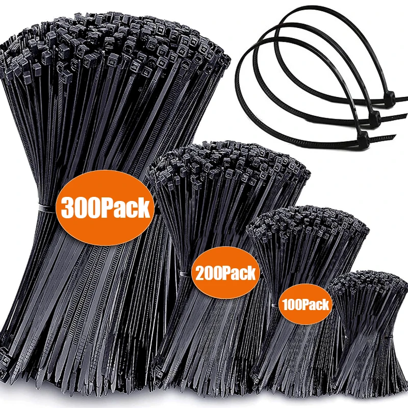 Description Picture 4 of item300/100Pcs Plastic Nylon Cable Tie Detachable Self-locking Cord Ties Straps Adjustable Cables Fasteners Home Office Organization