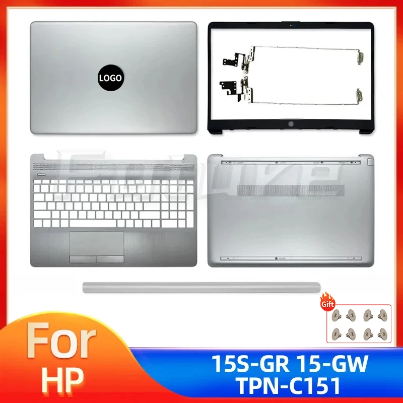 

New For HP 15-GW 15S-GR TPN-C151 LCD Back Cover Front Bezel Hinges Palmrest Bottom Case Cover L52012-001 L52007-001 Silver