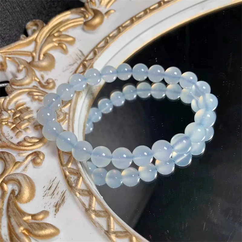 

Natural Ocean Chalcedony Bracelet Women Healing Gemstone Crystal Strand Bangles Lovers Jewelry Gift 1PCS 8MM