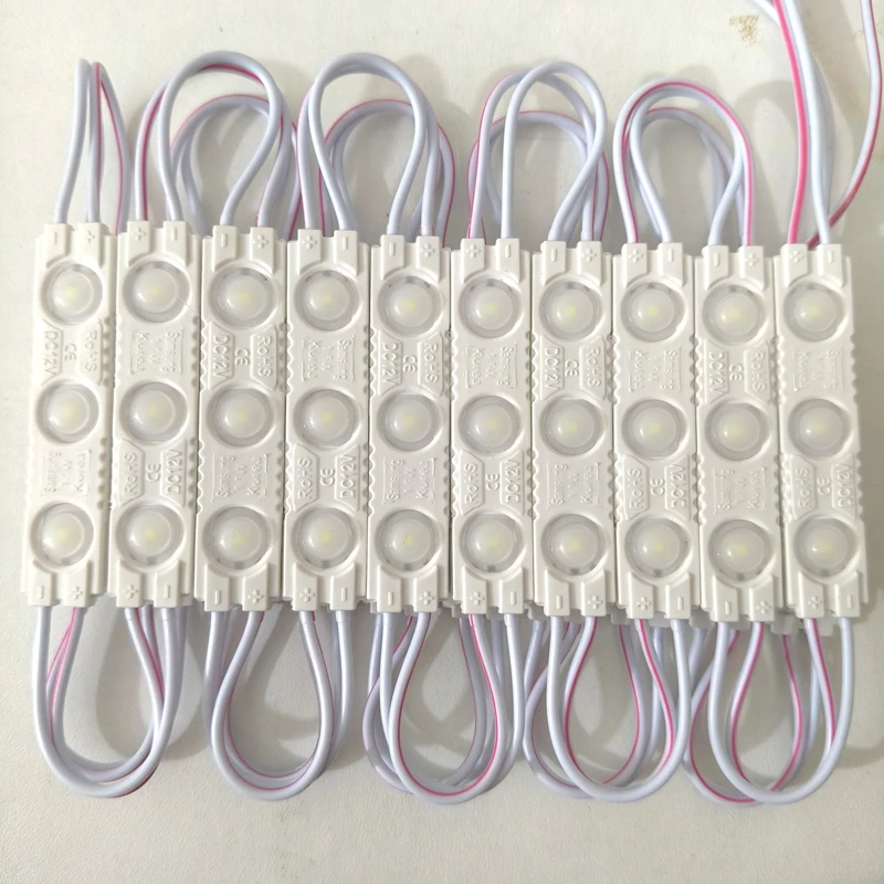 20pcs 2835 SMD 3 LED Module DC12V Injection Waterproof IP67 Decorative 2835 Hard Strip Bar Light Lamp White Red Green Blue