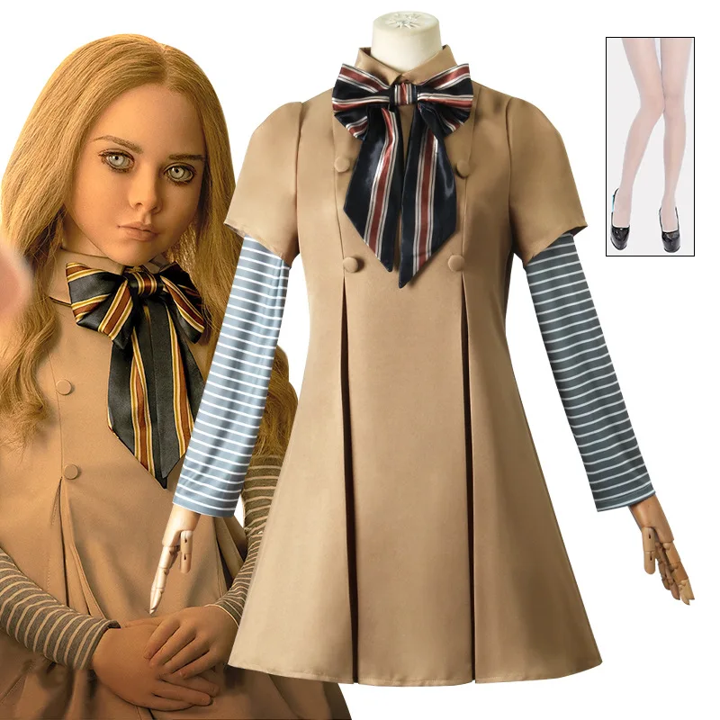 

Horror Film Ai Doll Robots Dress M3Gan Cosplay Dress Women'S Halloween Clothing for Kid Girl Socks Bowknot Tie
