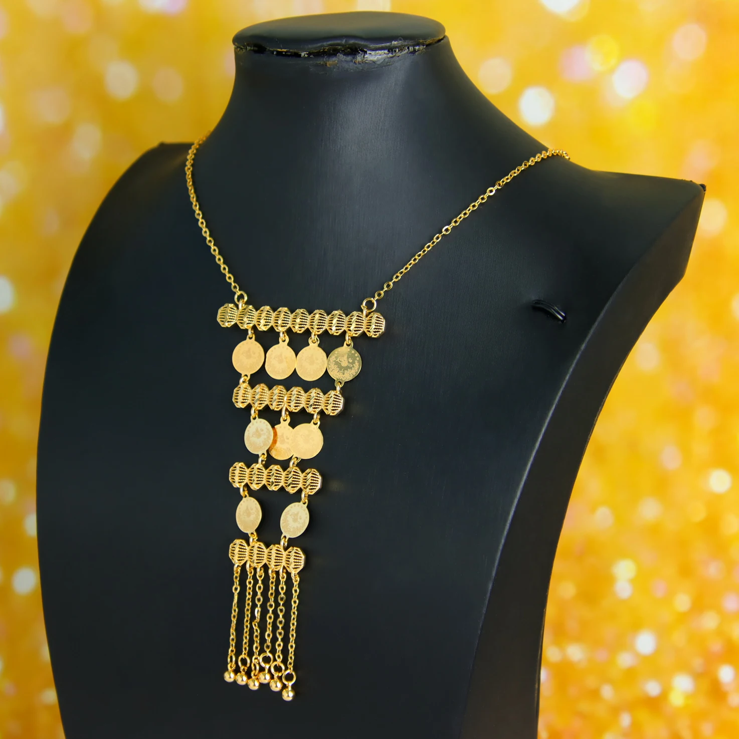 Arabische Muslimische Mode-Halskette 21k Vergoldet Nigeria Braut Hochzeit Münzen-Halsketten Nahöstlicher Ayatul Kursi Schmuck – Detail 8