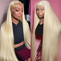 36 pouces 613 miel blond perruques droites cheveux raides dentelle frontale perruque 220 densité dentelle avant perruques de cheveux humains pour les femmes brésiliennes 1