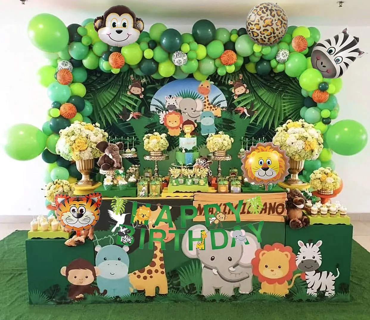0-9 Year Jungle Safari Theme Birthday Party Decorations Balloon Arch Kit for Kids Boy Lion Tiger Animal Balloons Supplies | Дом и сад
