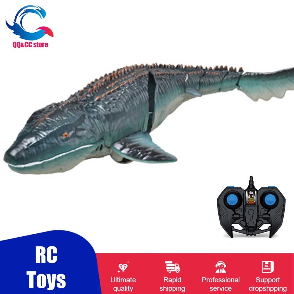 Rc Boat Fist Simulation Radio Controlled Ship Animal Wireless Electric Boat High-Speed Speedboat Mosasaurus Outdoor Toy Boy