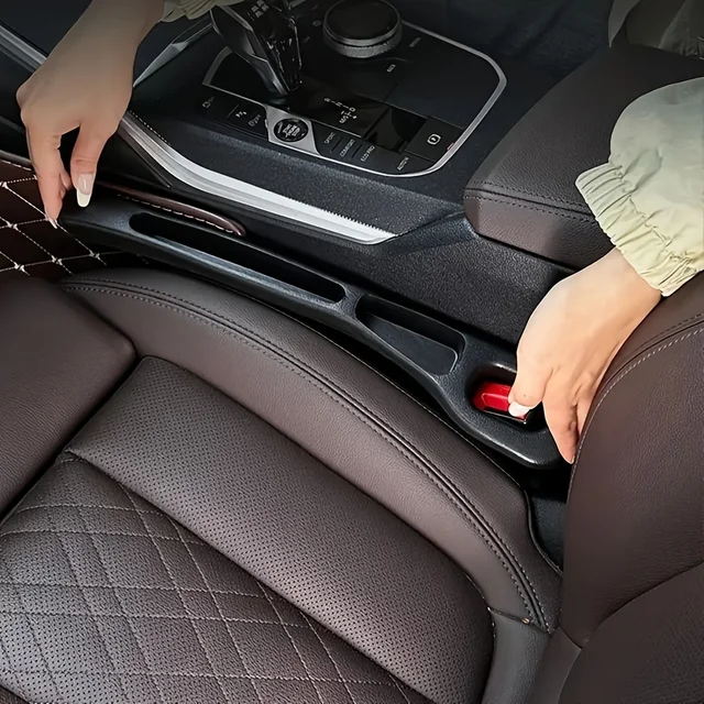 2pc Car Seat Gap Filler Organizer Pu Waterproof Car Seat Gap Plug Strip with 2 Grooves Seat Gap Storage Auto Interior Accessorie 1