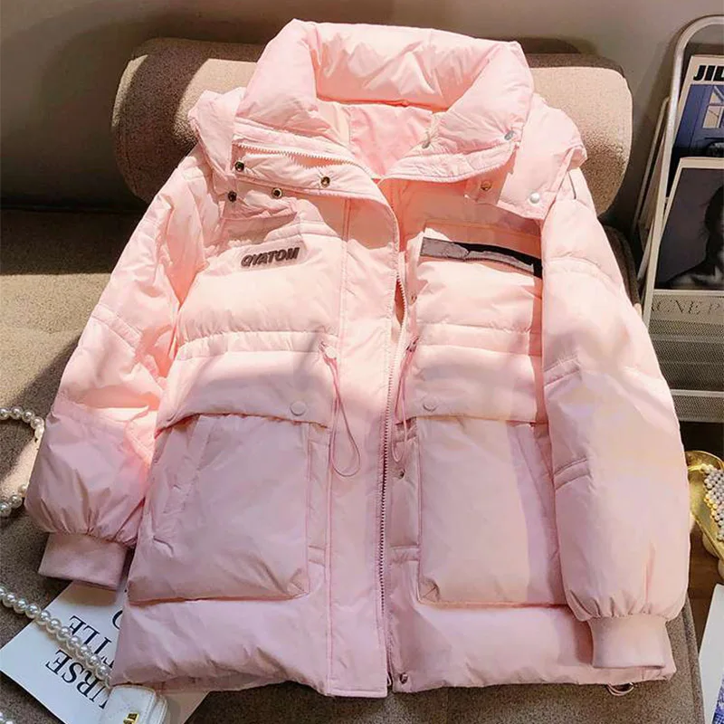 

New Women Draw String White Duck Down Jacket Mid-length Slim High Waist Fashion Thick Hooded Long Sleeve Puffer Coat Tide Winter