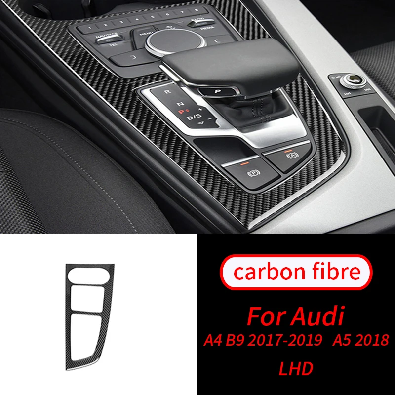 

Для Audi A4 B9 A5 17-19, автомобильная панель переключения передач из настоящего углеродного волокна, держатель стакана для воды, аксессуары