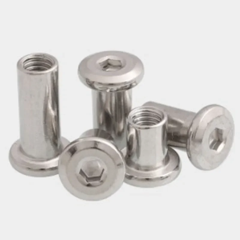 5-10pcs M3 M4 M5 m6 m8 304 Stainless Steel Large Flat Hex socket Furniture Rivet nut Connector Insert Joint Sleeve Cap Nut screw