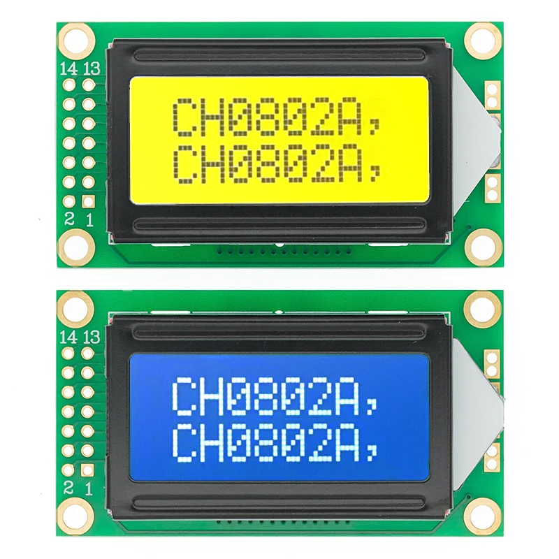 

8 x 2 LCD Module 0802 Character Display Screen blue/yellow green