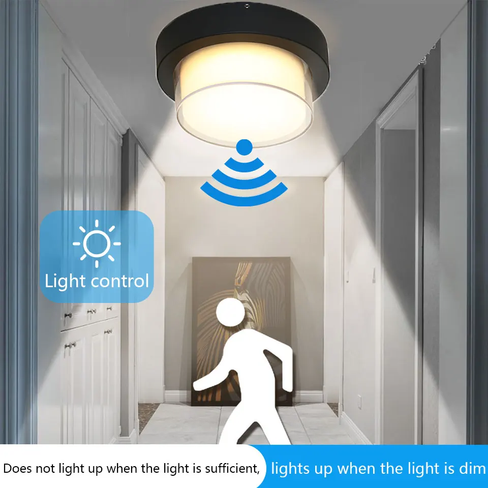 LED Lights Motion Sensor WallLight Pillar Lamp AC85-265V 6W12W Modern Wall Mounted Lamp Outdoor Garden Indoor for Bedroom Stairs