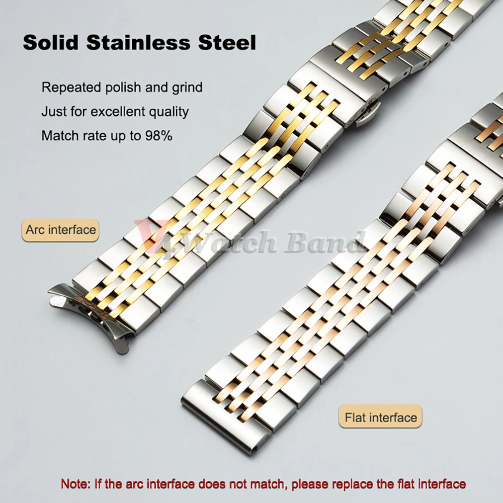Elegant Solid Stainless Steel Watch Strap Bracelet Replacement