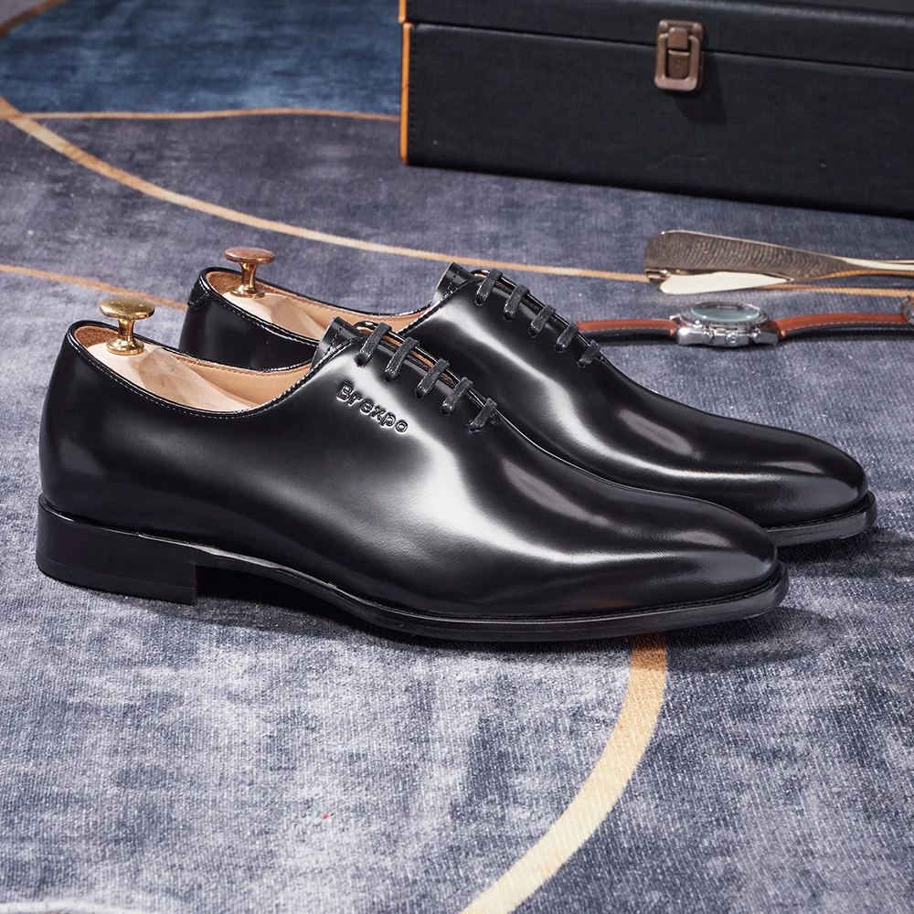 Hochwertige, handgefertigte Oxfords-Solen aus echtem Leder für Herren, poliert/geprägt, für Business, Hochzeiten und formelle Anlässe – Detail 9