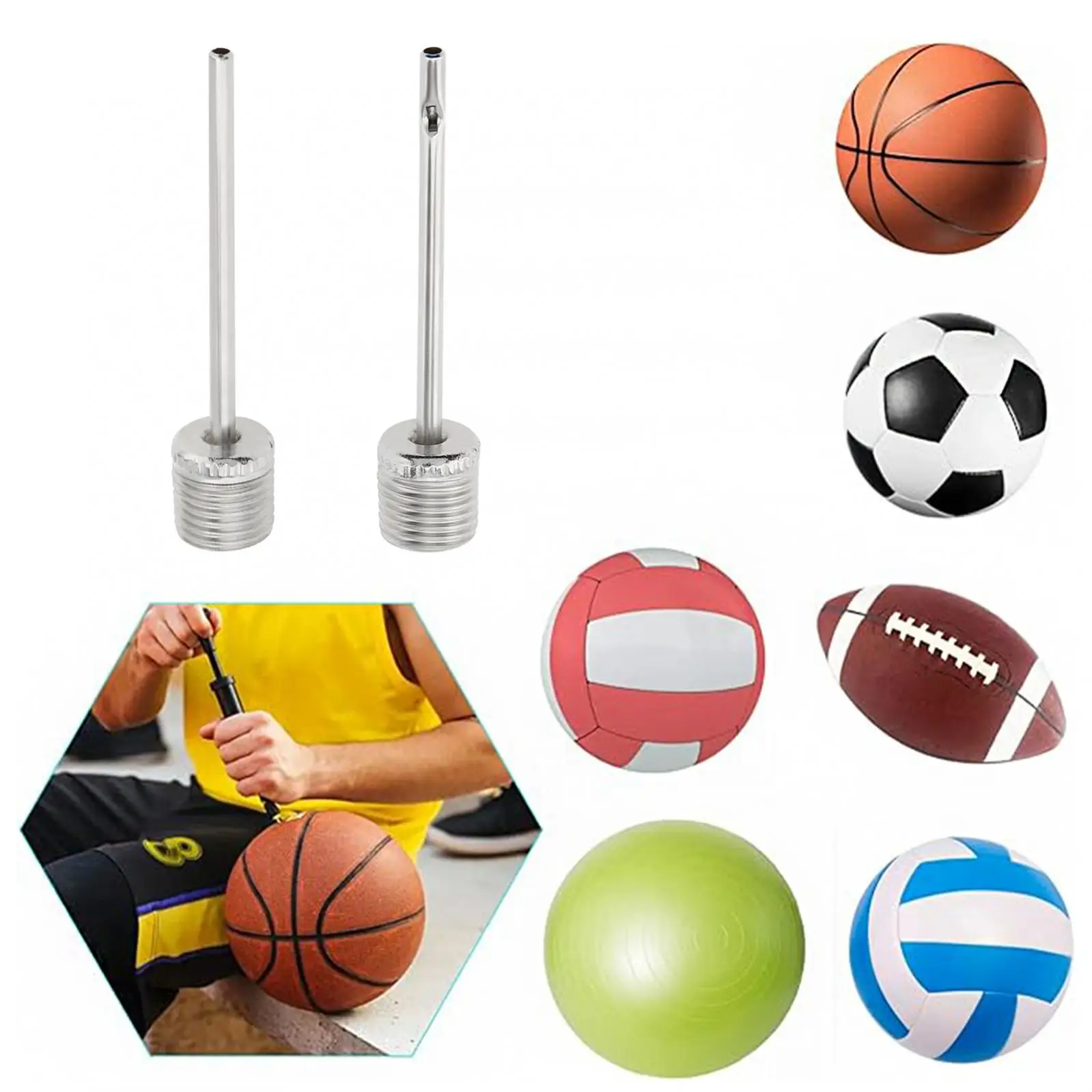 Stainless Steel Air Ball Pump Inflation Needle for Basketball / Volleyball / Football Ball Pump Air Inflating Pin