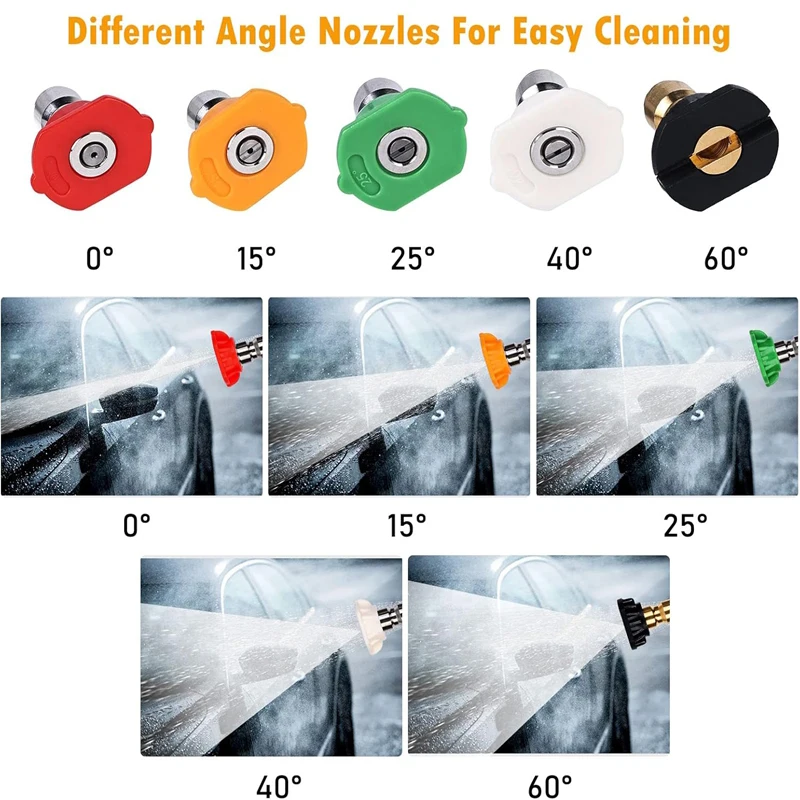 Pressure Washer Adapter Kit 1/4'' Quick Connect Female Fitting With Karcher K2-K7 5 Nozzle Tips Gun Adapter