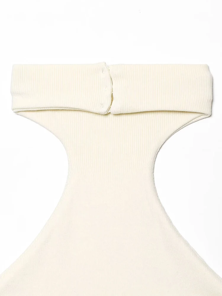 TFMLN Halter Backless Dress For Ladies Elegant Patchwork Design Sleeveless Open Back Summer Solid Party A-line Dresses New