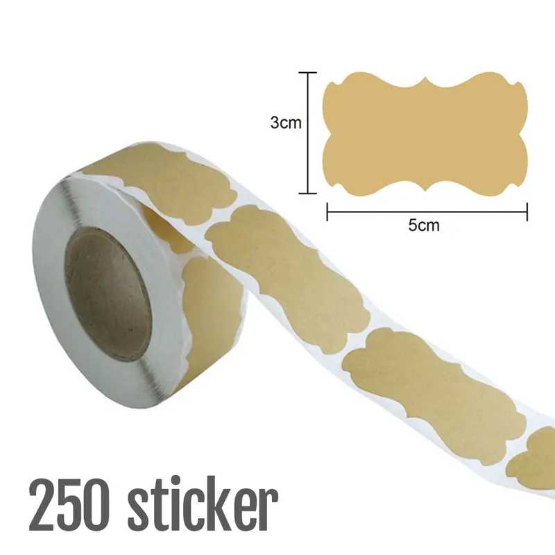 1Roll Kraft Paperblank Can Write Name Self-adhesive Sealing Gift Stickers Home Packaging Seal Labels Rectangle - Image 6
