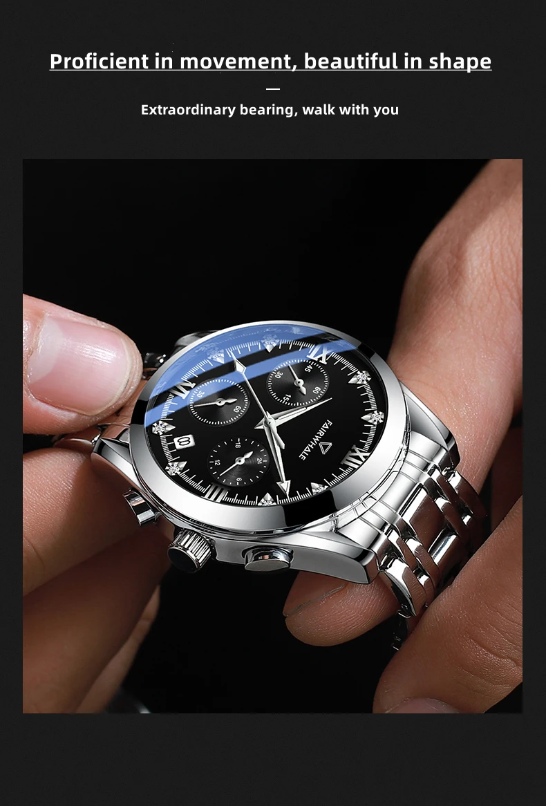 Mark Fairwhale Men Watch Top Brand Luxury Sports Quartz Mens Watches Full Steel Waterproof Wrist watch Men