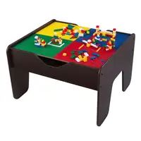 Reversible Wooden Play Table with Train Set and Building Bricks Storage Childrens Activity Table Ages 3 2