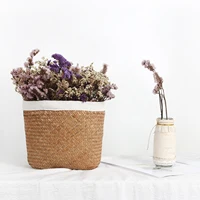 Seagrass woven flower dried flower basket living room decoration flower storage basket laundry basket desktop storage basket 2