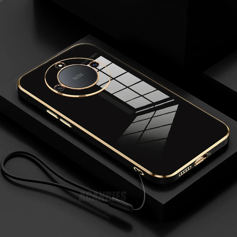 Magic5lite Luxury Plating Lanyard Silicone Case For Honor Magic 5 6 Magic5 Magic6 Lite X9a X9b 90 70 Pro Shockproof Soft Cover_voghion.com