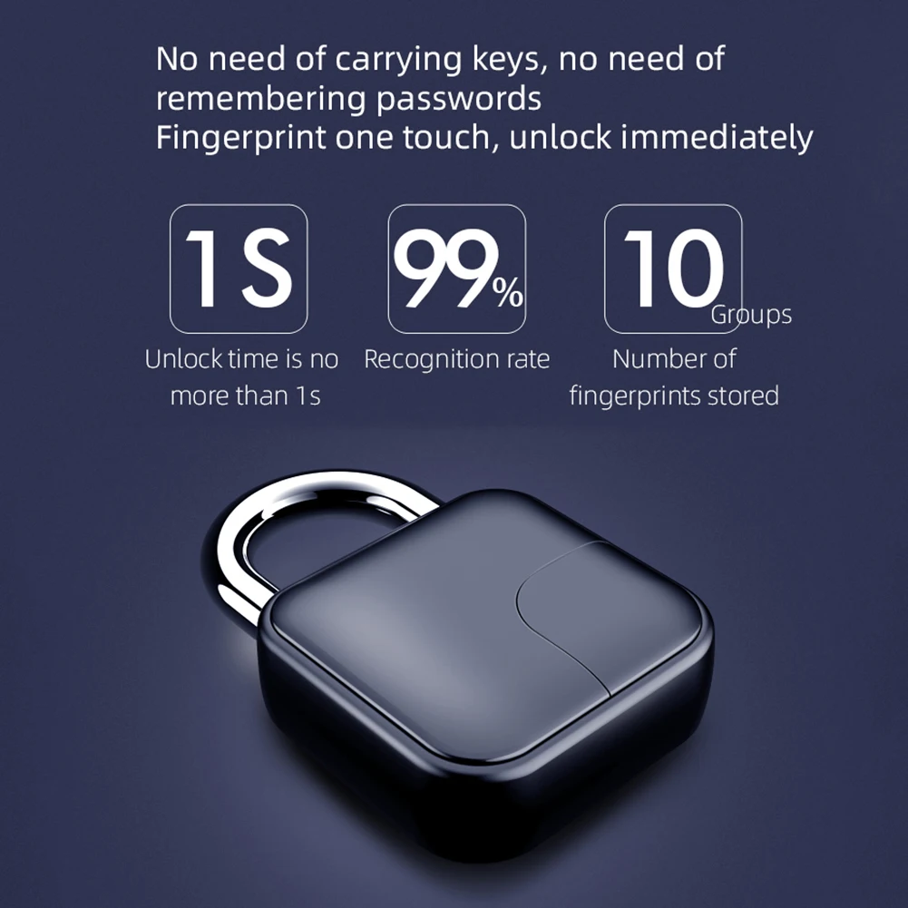 Tuya Fingerprint Padlock Portable Keyless Smart Padlock Waterproof USB Rechargeable Bluetooth-compatible for Indoor Outdoor