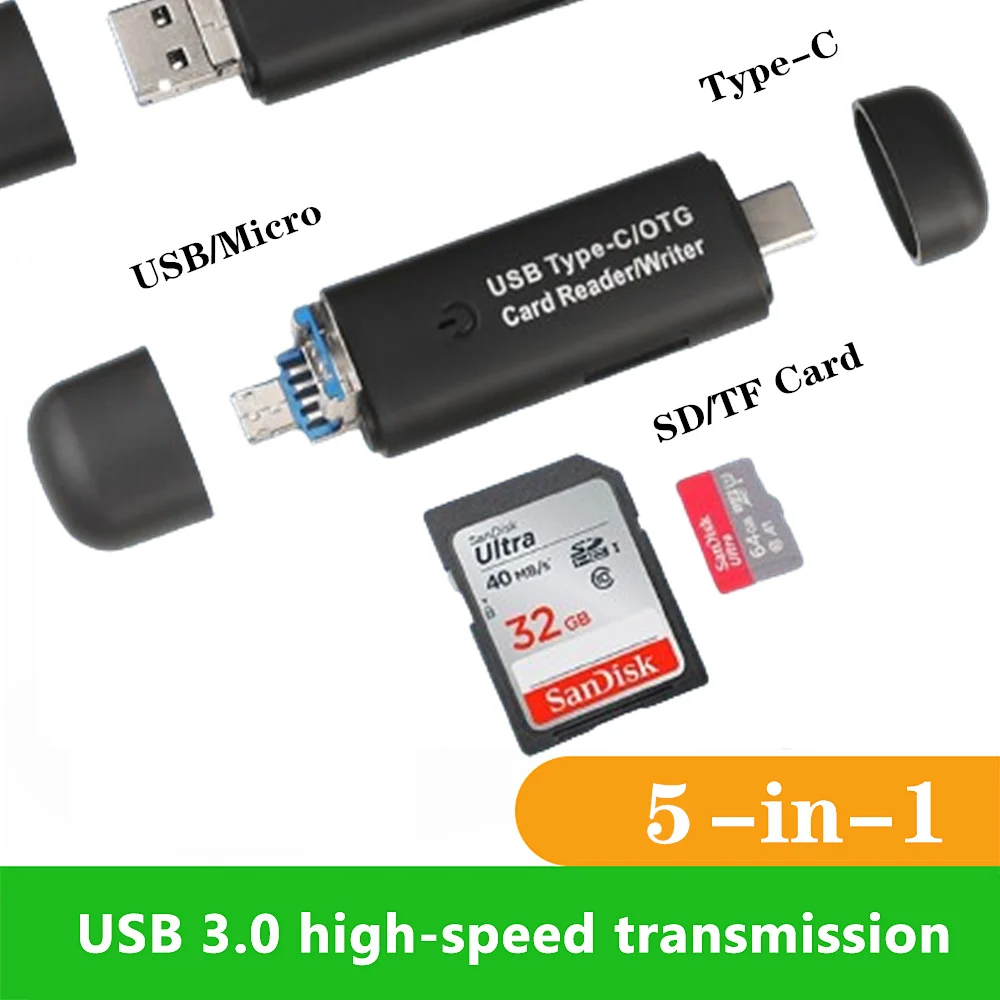 

Пять в одном с USB3.0 / Micro адаптер OTG Micro SD карта считыватель USB флэш - накопитель памяти TF считыватель карт ПК ноутбук аксессуары
