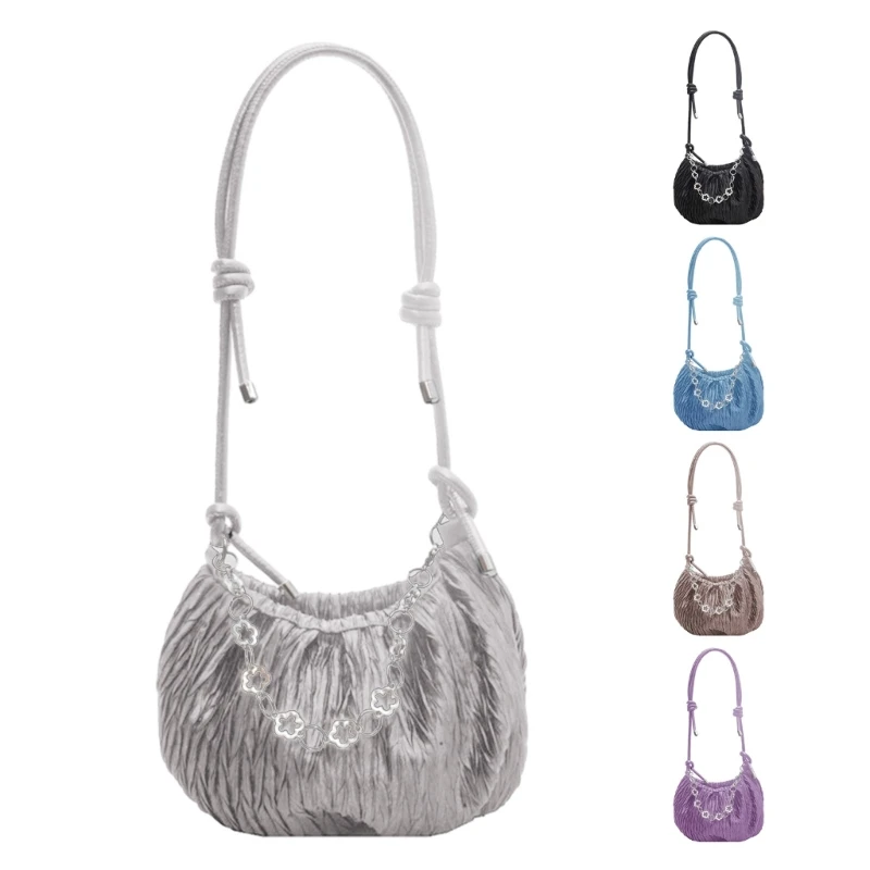 

Girls Underarm Bag Women Ruched Bag Fold Chain Shoulder Crossbody Bag