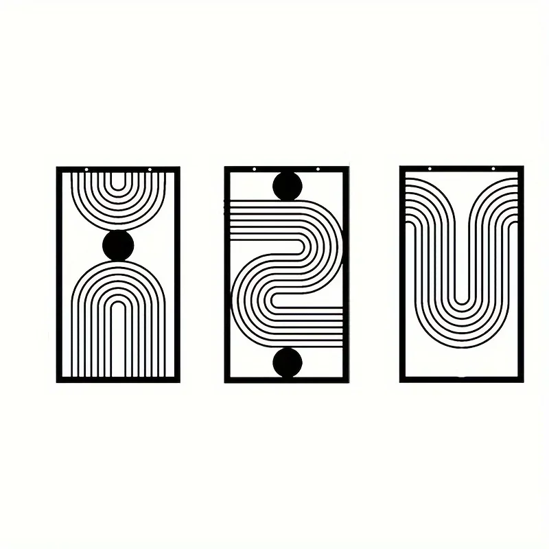 3pcs Iron Abstract Geometric Wall Art - Image 4