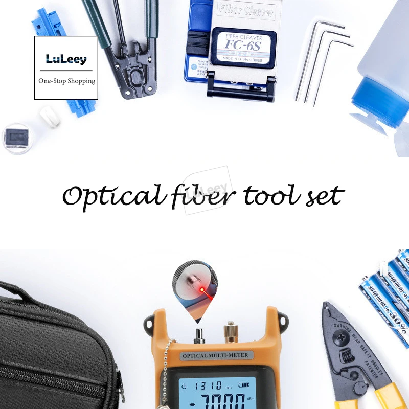 9 Pz/1Set Ftth Cassetta Degli Attrezzi In Fibra Connessione A Freddo Toolkit Cavo Ottico Misuratore Di Potenza Ottica Mannaia Ottica In Fibra Di Luce 